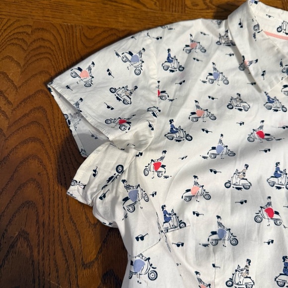 Boden Sophia Multicolor Vespa Moped Scooter Print Shirt Dress 14R Retro Inspired - Picture 6 of 16